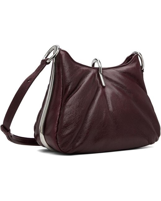 Rabanne Purple Burgundy Small Ring Leather Bag