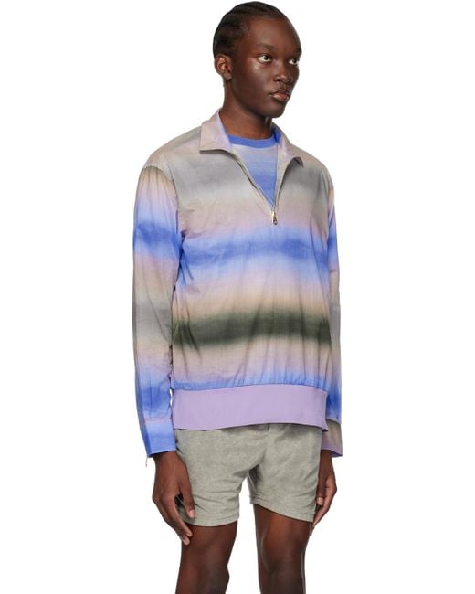 Paul Smith Multicolor Blue & Brown Half-zip Sweater for men