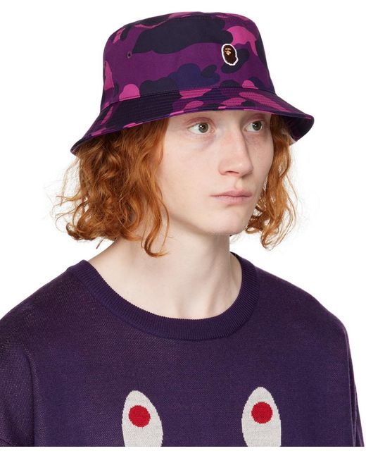 A Bathing Ape Purple Camo Bucket Hat for men