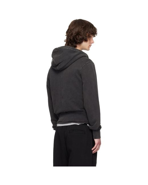 Entire studios Black Slim Zip Up Hoodie for men