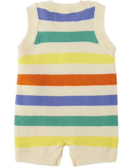 Bobo Choses ベビー｜マルチカラー ボーダー ニット オールインワン Yellow