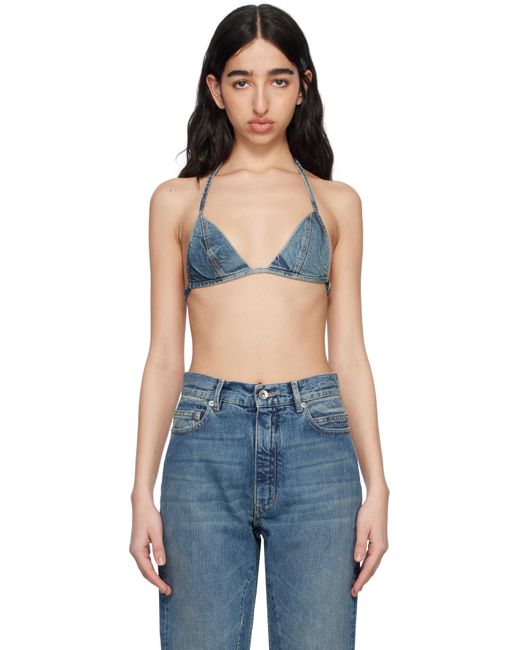 Rick Owens ブルー Hollywood Garment-Washed デニム ブラ Blue