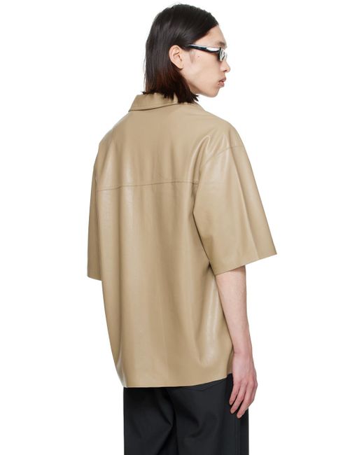 Nanushka Natural Taupe Mance Vegan Leather Shirt for men