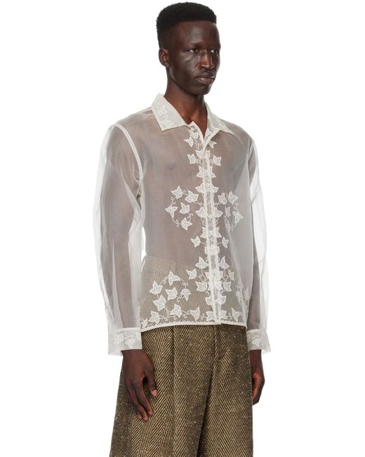 Bode Natural White Ivy Appliqué Shirt for men