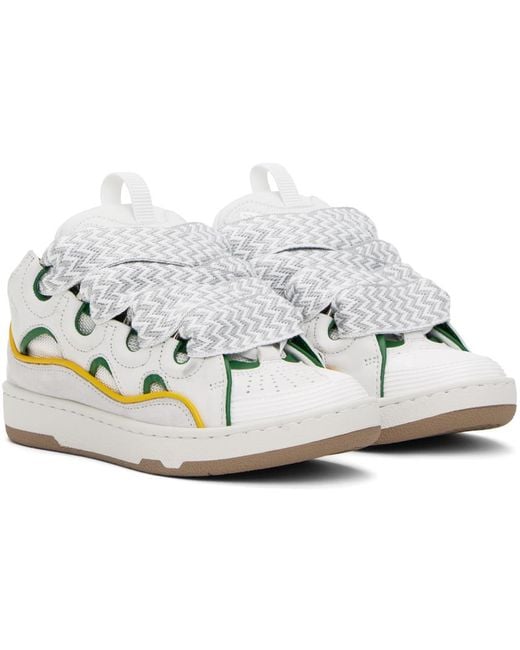 Lanvin Black Ssense Exclusive White & Green Curb Sneakers