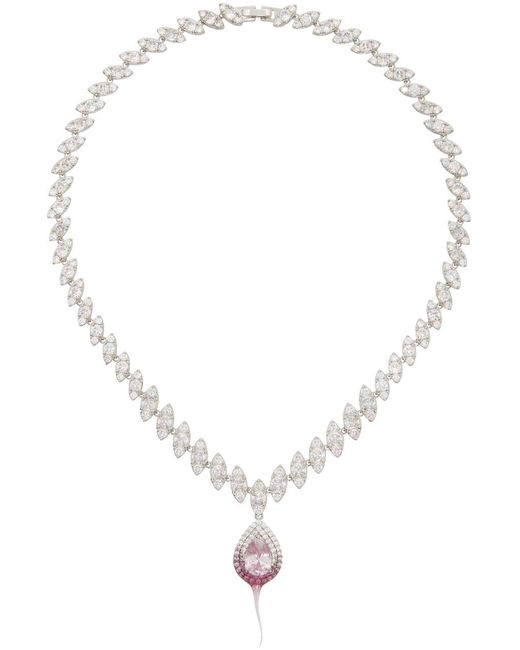 OTTOLINGER Ssense Exclusive Silver & Pink Diamond Dip Necklace for men