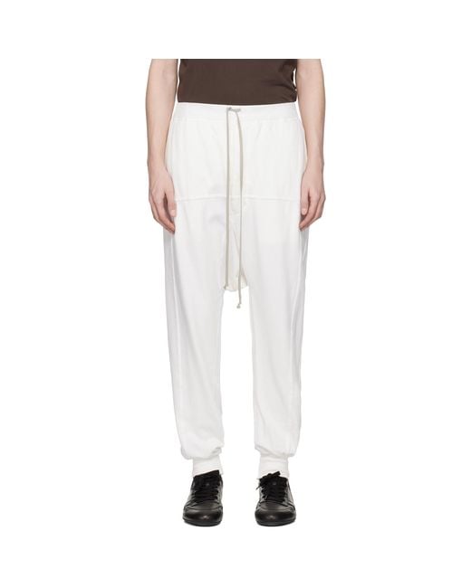 Rick Owens White Off- Temple Drawstring Sweatpants for men