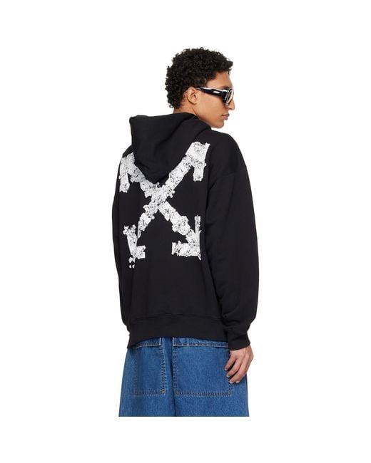Off-White c/o Virgil Abloh Black Heraldic Threshold Arrow Skate Hoodie for men