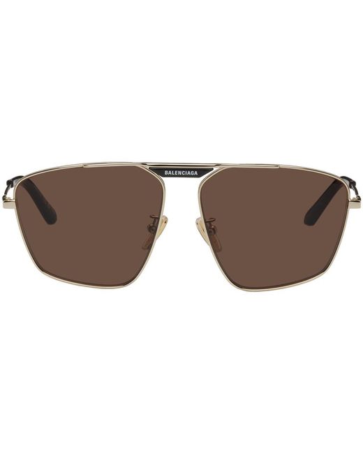 Balenciaga Black Gold Tag 2.0 Navigator Sunglasses for men