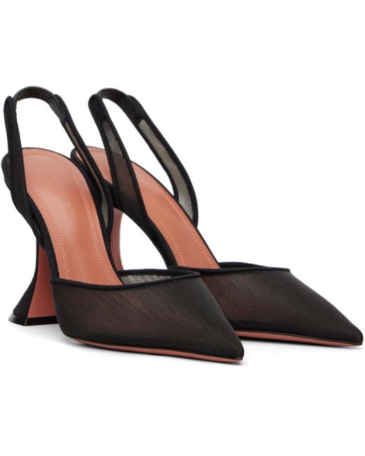 AMINA MUADDI Black Holli Mesh Sling 95 Heels