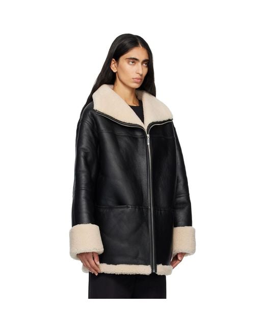 Totême Black Signature Shearling Jacket