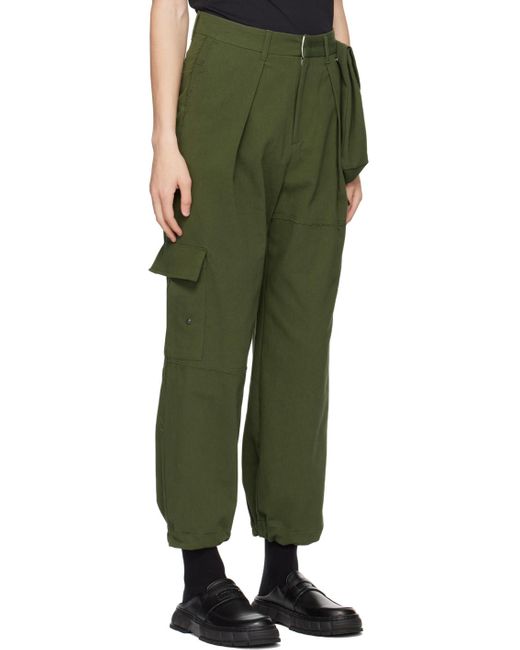 Adererror Green Paneled Cargo Pants for men