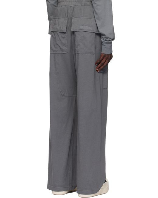 Rick Owens Gray Porterville Creatch Wide Drawstring Cargo Pants for men