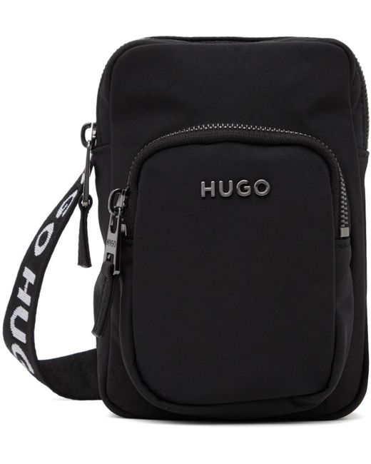 HUGO Black Mini Reporter Bag for men