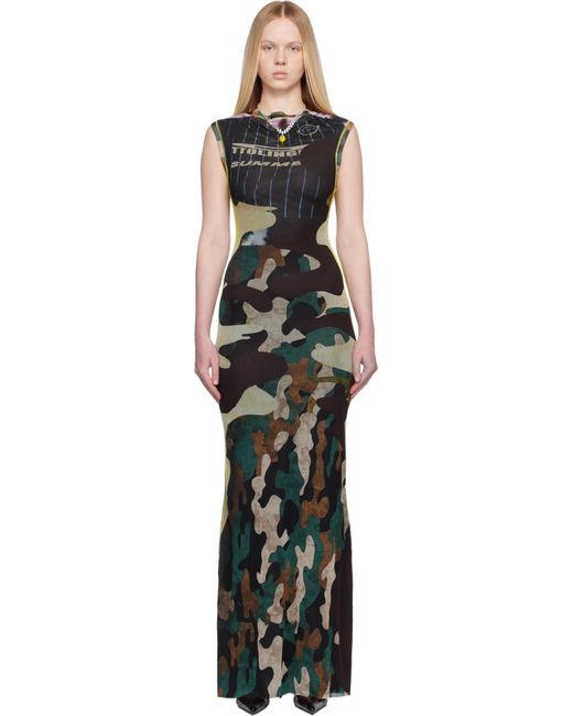 OTTOLINGER Camo Mesh Maxi Dress in Black | Lyst Canada