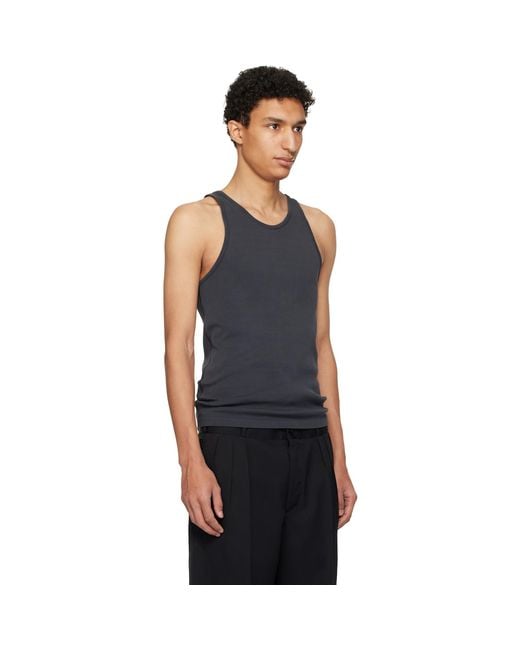 Maison Margiela Black Ribbed Tank Top for men