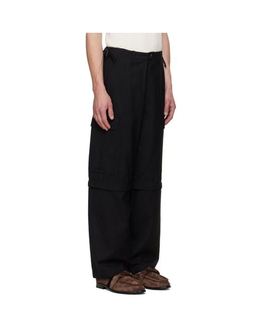 vowels Black Solid Cargo Pants for men