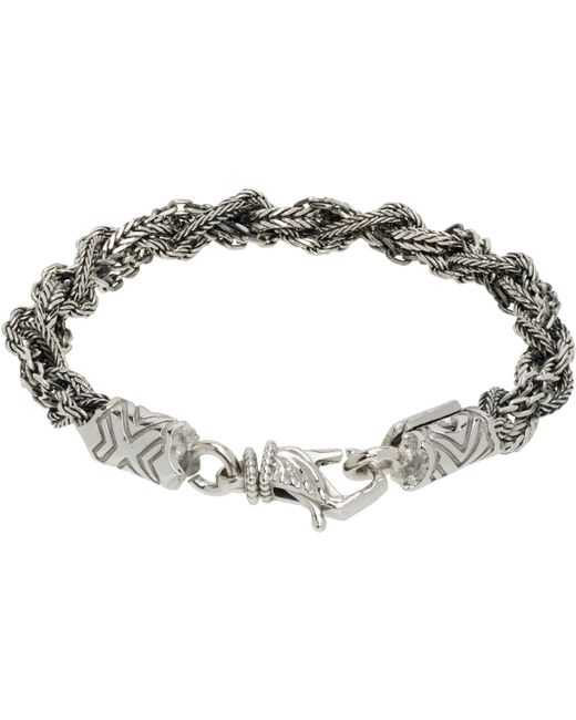 Emanuele Bicocchi Black Small Round Braid Bracelet for men