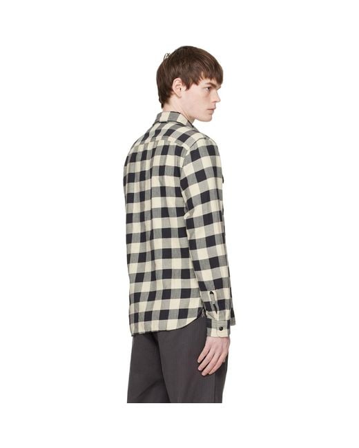 RRL Black Off- Buffalo Check Twill Work Shirt for men