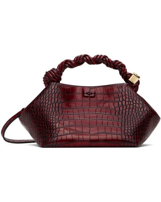 Ganni Red Croc-Embossed Leather Top-Handle Bag