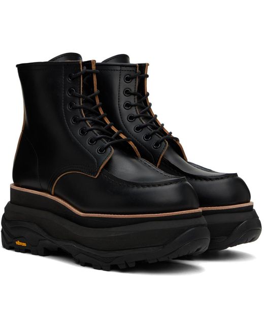 Sacai Black Leather Boots for men