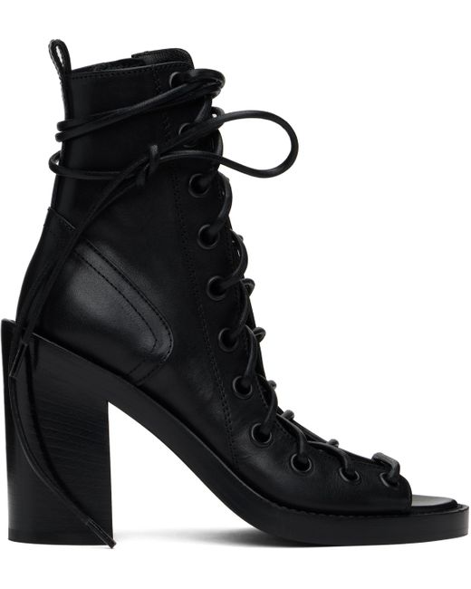 Ann Demeulemeester Black Bernardina Lace-Up Heeled Sandals