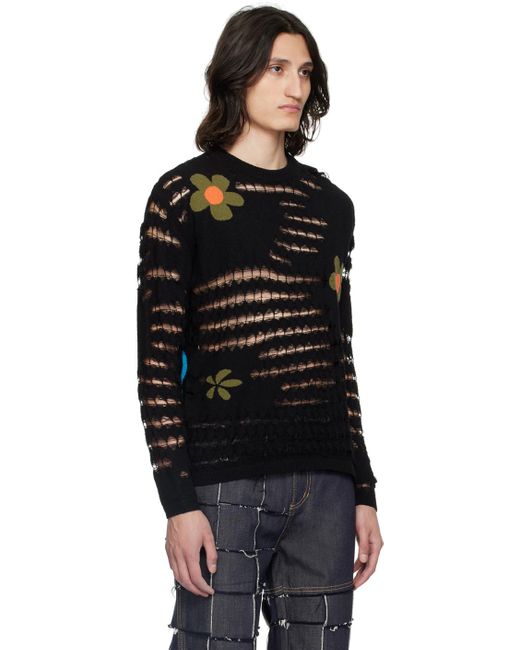 ANDERSSON BELL Black Flower Sweater for men