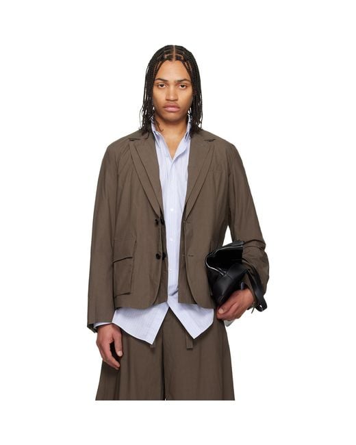 Sacai Black Khaki Cotton Typewriter Blazer for men