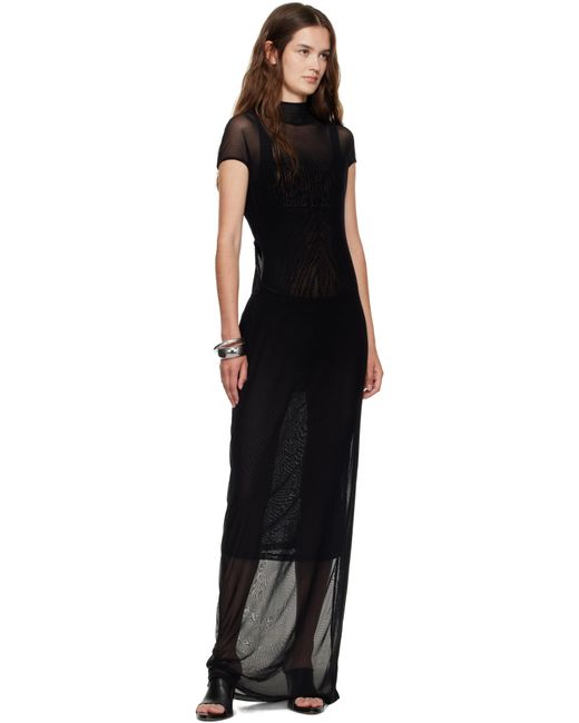 Robe Longue Noire À Garnitures Floqués Et À Mancherons Jean Paul Gaultier en coloris Black