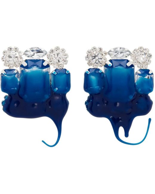 OTTOLINGER Blue Crystal Dip Clip Earrings for men