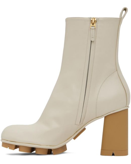 Bottega Veneta White Off- Shore Ankle Boots