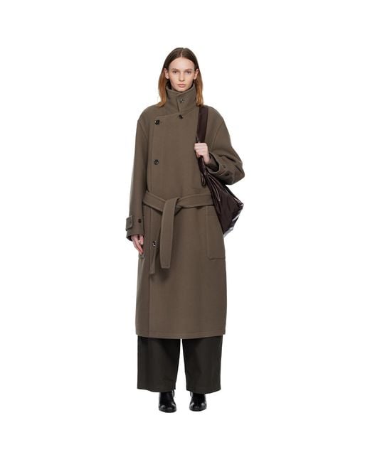 Lemaire Black Taupe Wrap Coat