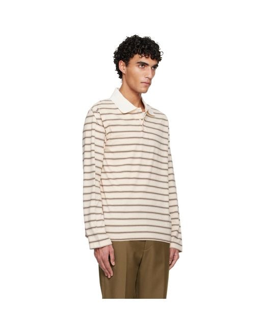 A.P.C. Multicolor Off- Long-Sleeve Striped Polo for men