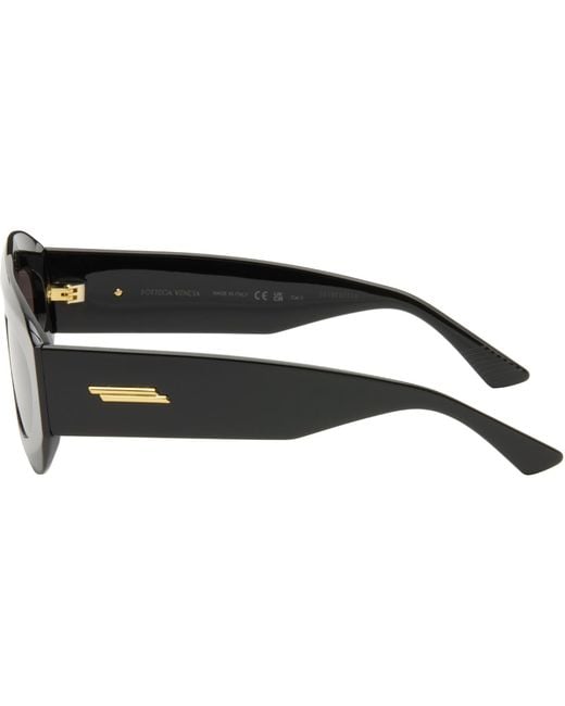 Bottega Veneta Black Ultrathin Shield Sunglasses