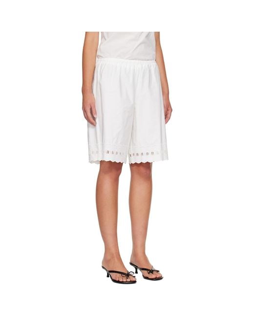 Sandy Liang White Pepita Shorts