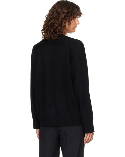 Loulou de Saison Black Sage Lds V Neck Cashmere Sweater