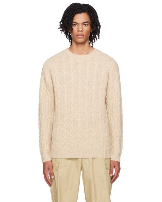 Beams Plus Natural Crewneck Sweater for men