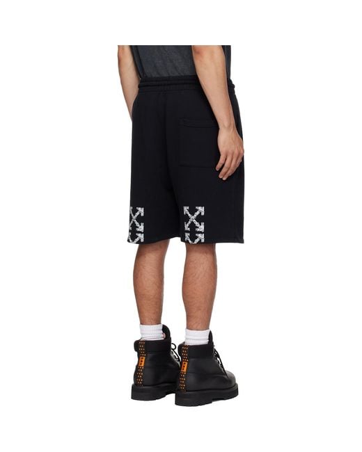 Off-White c/o Virgil Abloh Black Heraldic Arrow Skate Sweat Shorts for men