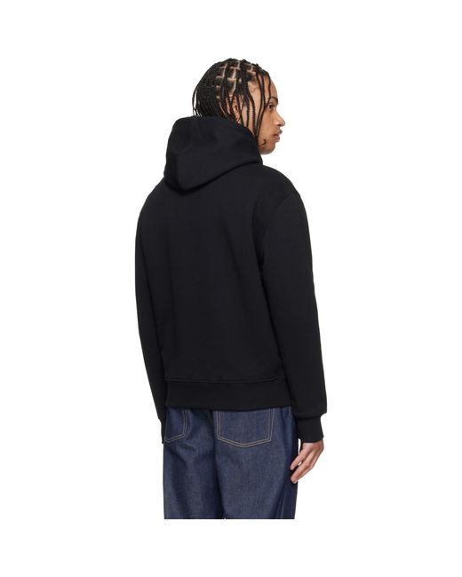 AMI Black Cotton Contrasted Ami De Coeur Hoodie for men
