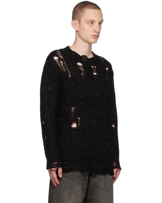R13 Black Grunge Sweater for men