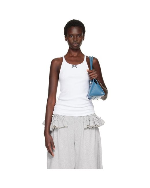 HOMMEGIRLS White Ribbed Tank Top
