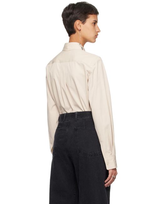 Lemaire Black Beige Pointed Collar Shirt