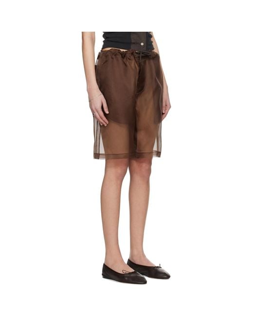 Meta Campania Collective Black Neil Exaggerated See-Through Silk Drawstring Shorts