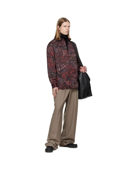 Dries Van Noten Red Padded Floral Overshirt for men