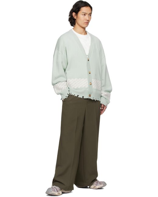 Cardigan Yu Zu Xie Vert En Jacquard À Effet Usé Feng Chen Wang pour homme en coloris Gray