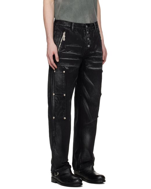 THUG CLUB Black Leave A Trace Jeans for men