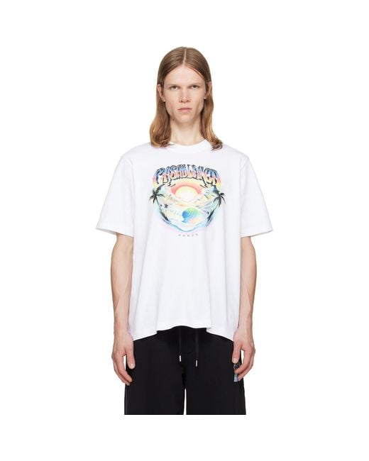 Casablanca White Airspray Short Sleeve T‑Shirt for men