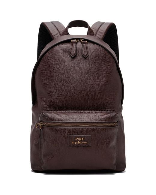 Polo Ralph Lauren Brown Pebbled Leather Backpack for men