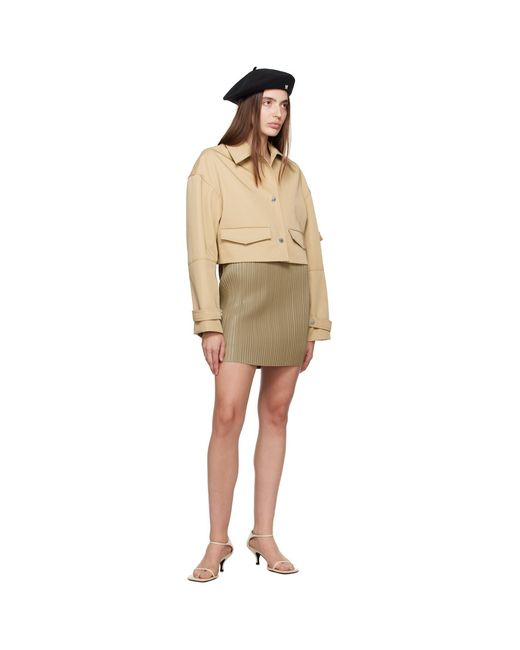 Nanushka Green Khaki Ymke Vegan Leather Miniskirt