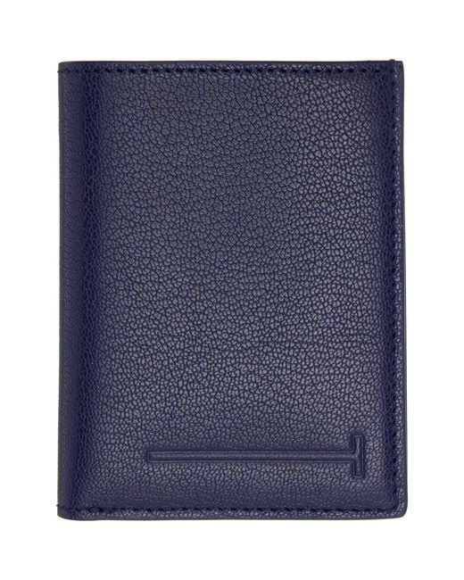 Tom Ford Blue Elongated T Line Folding Card Holder for men